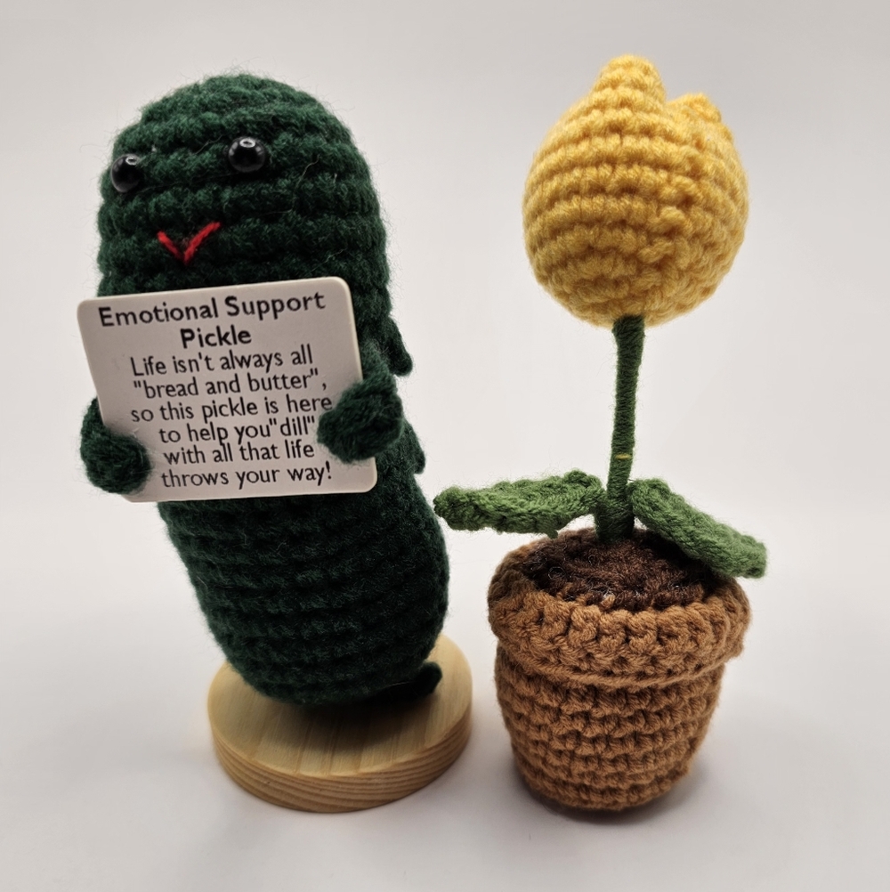 Crocheted Pickle and Flower Set